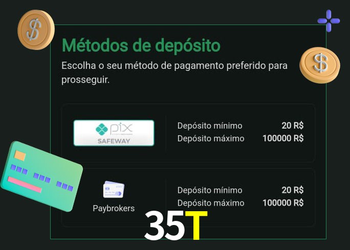 O cassino 35T oferece uma grande variedade de métodos de pagamento